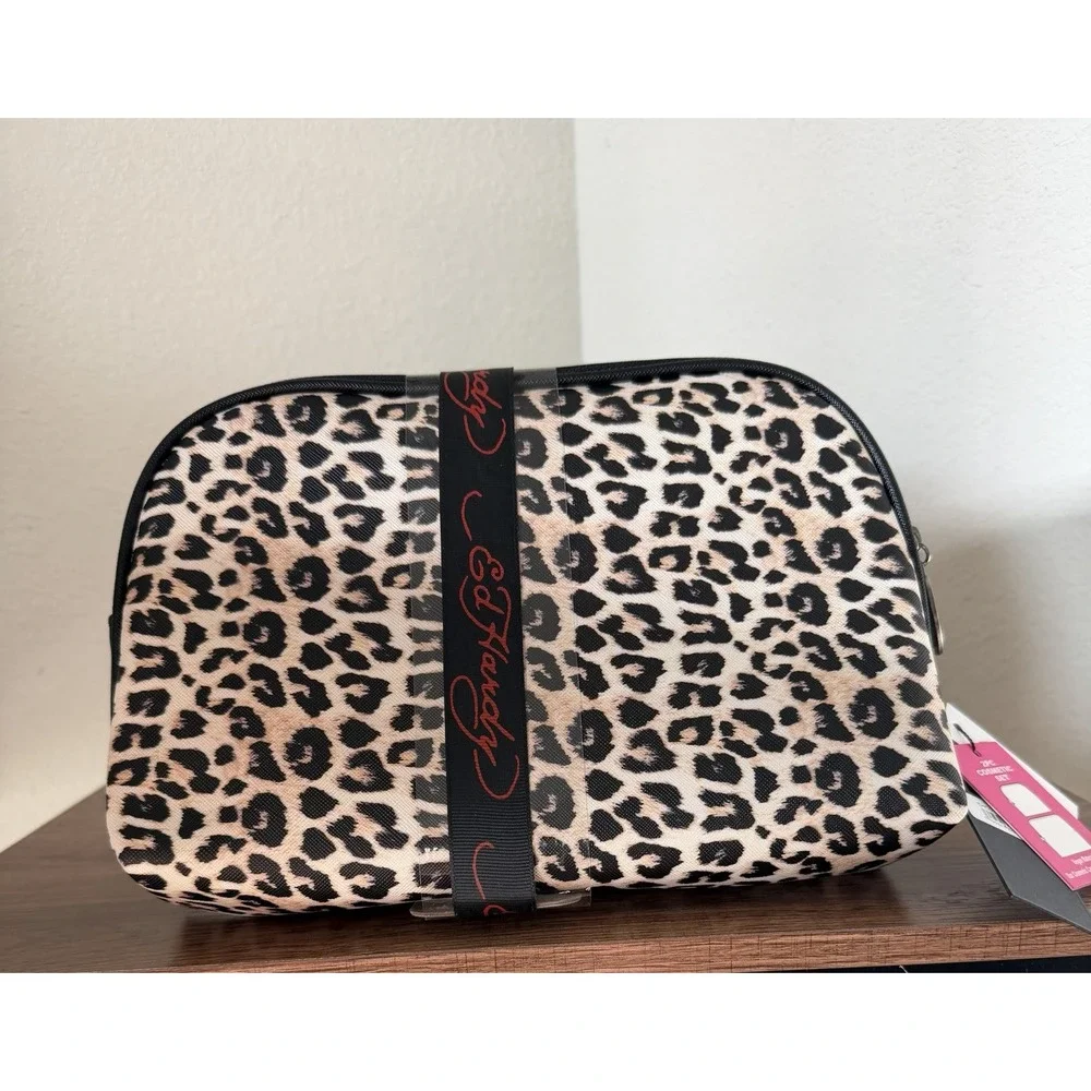 Ed Hardy 2 Pc Cosmetic Bag Set Leopard Skull Rhinestone Y2K McBling NWT